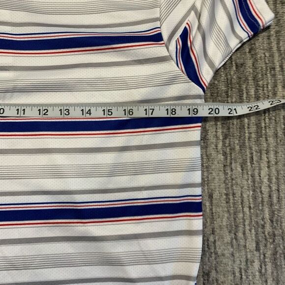 Vintage Y2K Grand Slam Men's Small Airflow‎ White Blue Striped Polo Shirt Tennis - Picture 4 of 5
